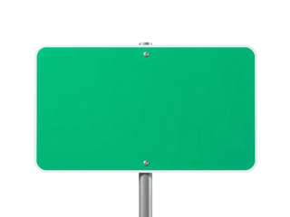Blank Rounded Green Road Sign - Information & Directives - Customizable Mockup isolated transparent background 