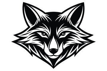 Black and white fox head shows sleek, contemporary lines and sharp contrast well
