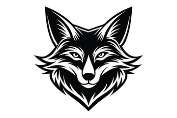 Striking fox head is featured in a bold black and white tribal style
