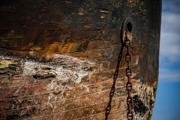 Wooden hull of a ship ages gracefully