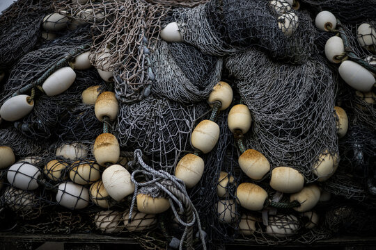 Fishing Nets Piled on Dry Dock