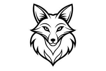 design showcases a captivating monochrome fox face with bold lines and sharp angles