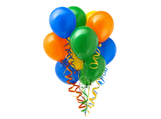Colorful balloons bunch party celebration festive decor, Isolated On Transparent Background, Cut Out