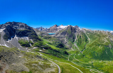 Nufenen Pass, Schweiz, Luftaufnahme, Juni 2025