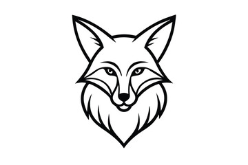 Striking fox head outlined in black features pointed ears and a sleek design