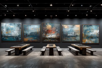 Geometric Harmony in Square Photo Frame Arrangement