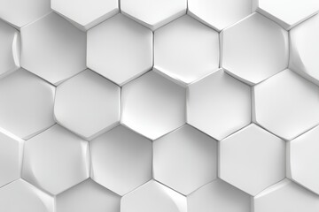 Fototapeta premium Clean and bright hexagonal grid pattern with a minimalist design showcasing smooth white surfaces and geometric shapes in perfect harmony