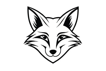 Obraz premium Fox's face is depicted with sharp lines and bold contrast in black and white