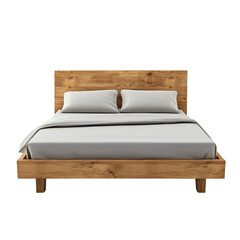 Wooden bed minimal isolated on transparent background 