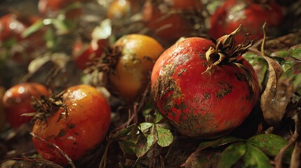 Autumn Harvest Ripe Rosehips Among Fallen Leaves Rustic Beauty Nature s Bounty Fall Season Colorful