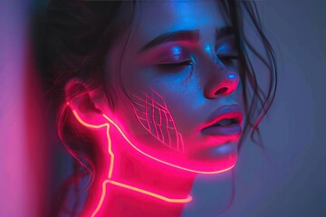 Neon Radiance Vibrant Colors on a Woman’s Face