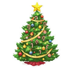 christmas tree isolated on transparent background 