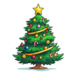 christmas tree isolated on transparent background 