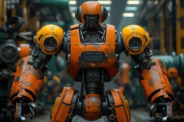 Robot Dramatically Highlighted by Contrasting Light and Deep Shadow Play