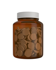 Glasses medicine bottle on white background. Isolated 3D illustration