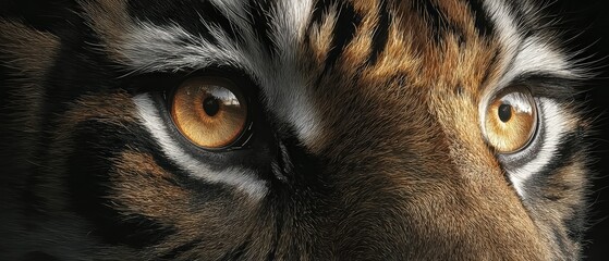 Intense Close-Up of Tiger Eyes with Striking Orange and Black Fur