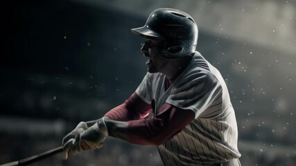 A baseball player is swinging a bat at a ball. Concept of action and excitement, as the player is in the midst of a crucial moment in the game - Powered by Adobe