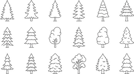set of christmas trees