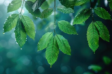 green leaves in the morning sun