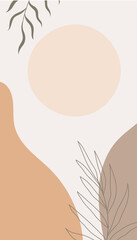 Modern abstract background with warm botanical elements and pastel sunset feel