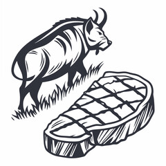 Wild boar and grilled steak meat food