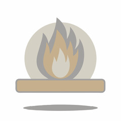 Warm fire flames within a circular frame and hearth heat