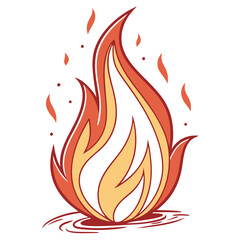 Stylized flame with orange and yellow hues fire heat