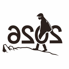 Silhouette hiker with text on white background hiking logo