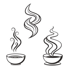 Hot beverage steam icons smoke drink