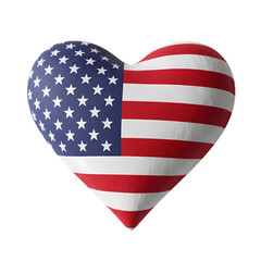 Patriotic American Heart: USA Flag, Love, National Pride, 3D Render