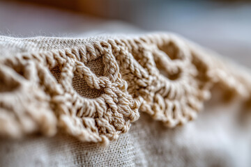 Obraz premium Close-up of crochet texture and lace details, bohemian handmade style, 