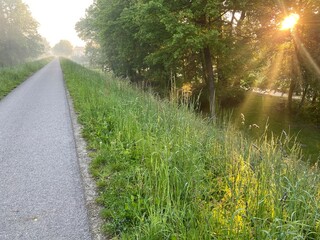 Nowy Sącz EuroVelo wschód słońca.