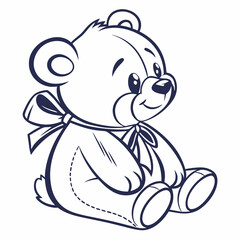 Adorable navy blue teddy bear with a bow plush cute