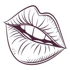 Plum colored lips with detailed shading and texture mouth beauty