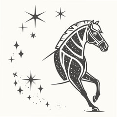 Majestic dark horse with sparkling stars stallion equestrian