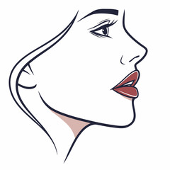 Elegant woman profile with dark lips and flowing hair face lipstick