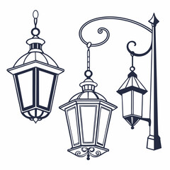 Vintage street lamps ornate hanging decorative lighting lantern outdoor