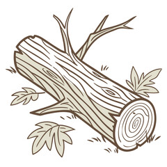 Fallen timber with branches and leaves on grass wood log fallen tree