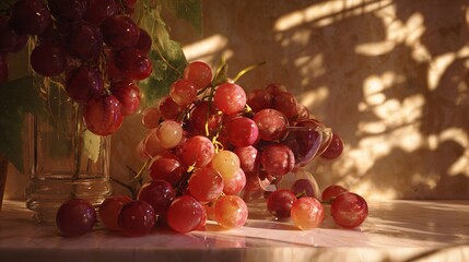 Luscious grape harvest in warm light Ripe fruit sweet treat seasonal food farm freshness tasty