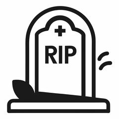 Black tombstone with rip inscription and cross gravestone memorial