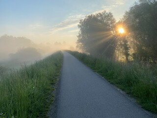 Nowy Sącz EuroVelo wschód słońca.
