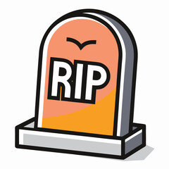 Orange tombstone with rip inscription and grey base memorial grave