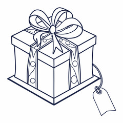 Gift box with ribbon and present greeting