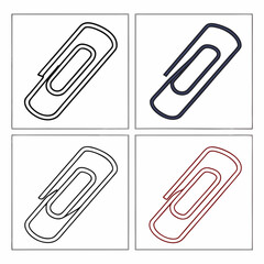 Paperclip set with different colors and outlines office supply stationery