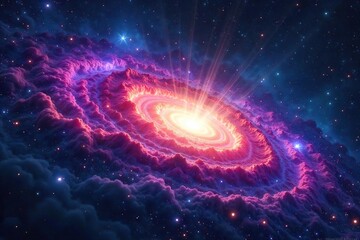 Fototapeta premium Cosmic Nebula Swirls A Journey Through the Infinite Universe, exploring the spiritual interconnectedness of all things within a breathtaking galaxy of stardust and constellations.