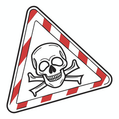 Skull and crossbones warning sign with red and white stripes danger poison