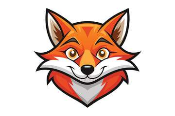 Obraz premium Cartoon fox head gazes forward with a confident grin and captivating golden eyes