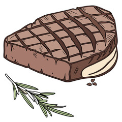Grilled steak with rosemary and peppercorns meat food