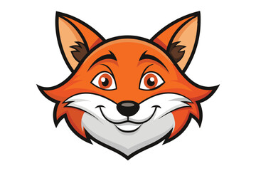 Cheerful orange fox head smiles brightly with playful eyes and a friendly demeanor
