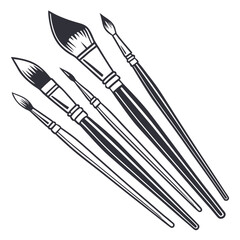 Collection of artistic paintbrushes with dark bristles and handles art supplies drawing tools